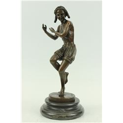 Court Jester Bronze Sculpture on Marble Base Statue