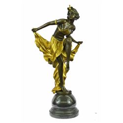 Belly Dancer Bronze Sculpture on Marble Base Statue