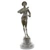 Image 1 : Woman Musician Bronze Sculpture on Marble Base Statue