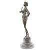 Image 5 : Woman Musician Bronze Sculpture on Marble Base Statue