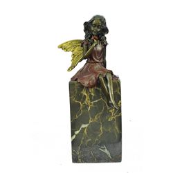 Valentine Angel Holding Flower Bronze Figurine