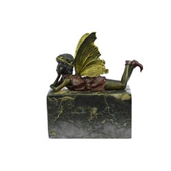 Art Deco Angel Cherub Gild Bronze Statue