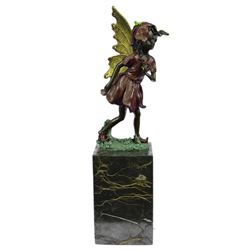 Gold Patina Guardian Butterfly Angel Bronze Figure