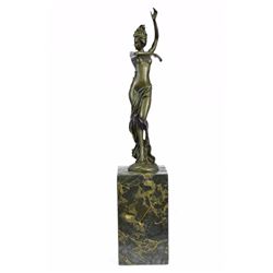 Sexy Girl Bronze Sculpture on Marble Base Statue