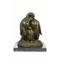 Emperor Penguin Family art Bronze Sculpture