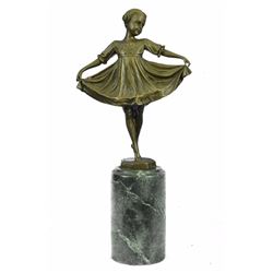 Young Girl Mid Dance Pose Bronze Figurine