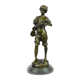 Boy play Violin Bronze Sculpture