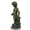 Image 5 : ART Nude The little boy Holding Apple Bronze Sculpture