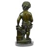 Image 7 : ART Nude The little boy Holding Apple Bronze Sculpture