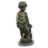 Image 9 : ART Nude The little boy Holding Apple Bronze Sculpture
