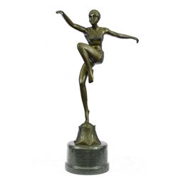 Dancer Bronze Statue on Marble Base Figure