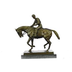 Horse and Jockey Racetrack Bronze Statue