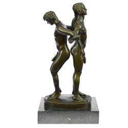 Gay Men Wrestling Statue on Marble Base Figurine