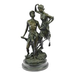Picault Farmer and His Lovely Wife Bronze Sculpture