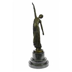 Egyptian Dancer Bronze Sculpture on Marble Base Statue