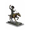 Image 1 : Cowboy Riding Bronze Sculpture on Marble Base Figurine
