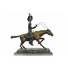 Image 9 : Cowboy Riding Bronze Sculpture on Marble Base Figurine