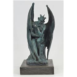 Dark Angel Bronze Sculpture on Marble Base Figurine
