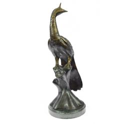Beautiful Peacock Bird Animal Bronze Sculpture