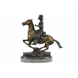 Cowboy on Horse Bronze Sculpture