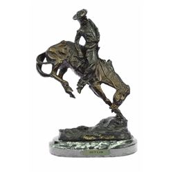 Cowboy on Horse Rodeo Old West Western Bronze Sculpture