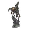 Image 2 : Native Indian Chief Riding Horse on a Rock Bronze Sculpture