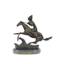 Warrior Bronze Sculpture on Marble Base Statue