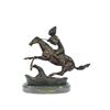 Image 1 : Warrior Bronze Sculpture on Marble Base Statue