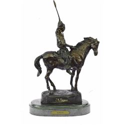 Native American on Horse with Spear Bronze Sculpture