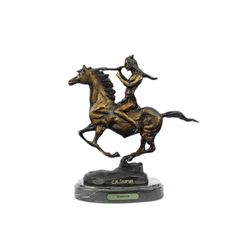 Indian Warrior Chief on Horse Bronze Sculpture