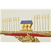Image 3 : Gold Plexiglass Chinese Ship with Ruby Sapphire Sculpture