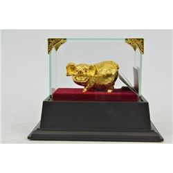 Gold Plexiglases Pig Sign of Luck Money Sculpture