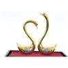 Image 1 : Gold Plexiglases Two Swan Bird Sculpture