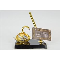 Gold Plexiglases Swan Pen Holder Sculpture
