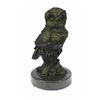 Image 1 : Beautiful Owl Bronze Statue on Marble Base Sculpture