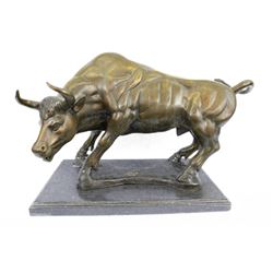 Stock Market Broker Gift Charging Spanish Bull Bronze Sculpture
