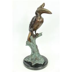 Coastal Shorebird Bronze Sculpture on Marble Base Statue