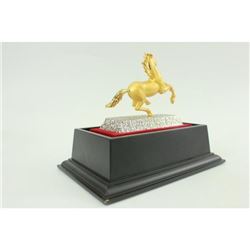 Gold Plexiglases Wild Stallion Horse Gilt Sculpture