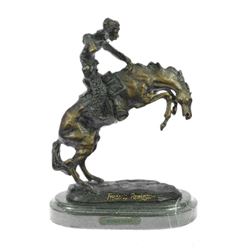 Cowboy on Horse Rodeo Western Art Bronze Sculpture