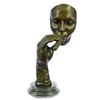 Image 1 : Man Smoking Cigar Bronze Sculpture on Marble Base Figurine