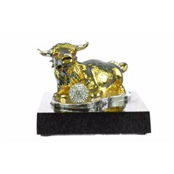 Gold Plexiglases Sitting Ox Statue