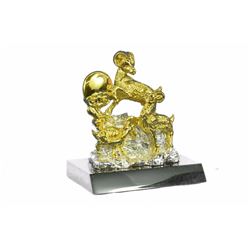 Gold Plexiglases Rams Mascot Sculpture