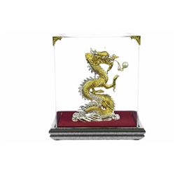 Gold Plexiglases Silver Plated Dragon Sculpture