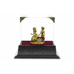 Gold Plexiglases Couple in Love Sculpture