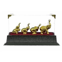 Gold Plexiglases African Elephants Statue