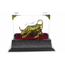 Gold Plexiglases Stock Market Bull Figurine
