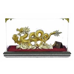 Gold Plexiglases Chinese Dragon Sculpture
