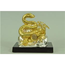 Gold Plexiglases and Silver Plated Snake Sculpture