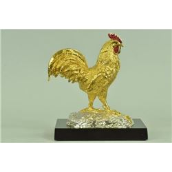 Gold Plexiglases Rooster Sculpture