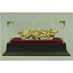 Gold Plexiglases Fishes Ocean Sculpture